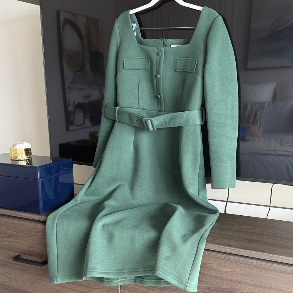 Tuckernuck Elegant Green Belted Dress